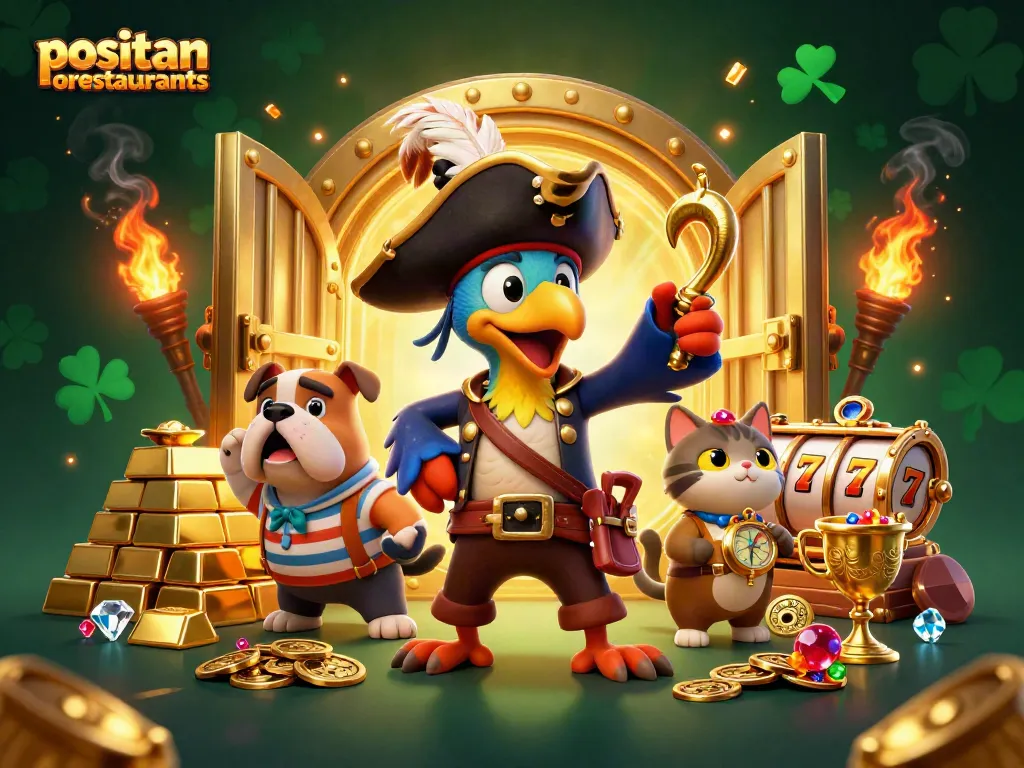 Engage with positanorestaurants in a vibrant casino scene filled with treasure and luck.