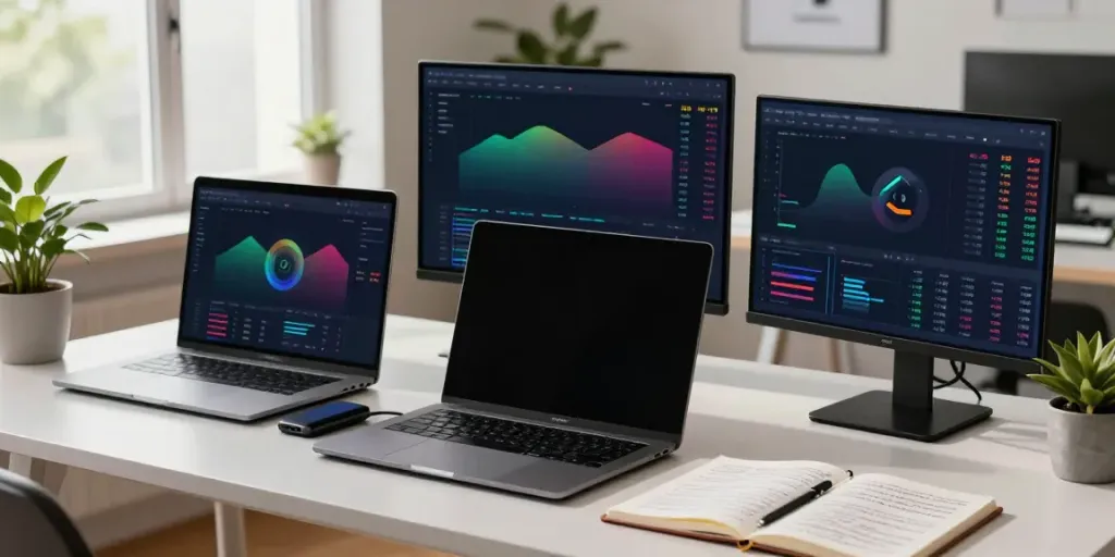 durov2 trading setup with cryptocurrency charts and DeFi staking interface in modern workspace