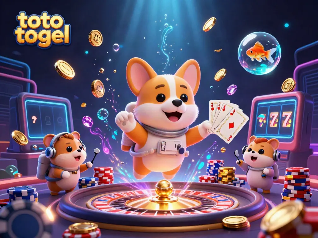 Experience thrilling zero-gravity gaming with toto togel in a vibrant space casino scene.