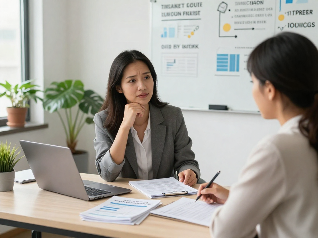 Consultation scene focusing on debt management and financial planning support.